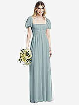 Alt View 1 Thumbnail - Morning Sky Regency Empire Waist Puff Sleeve Chiffon Maxi Dress