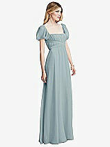 Side View Thumbnail - Morning Sky Regency Empire Waist Puff Sleeve Chiffon Maxi Dress