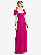 Side View Thumbnail - Think Pink Regency Empire Waist Puff Sleeve Chiffon Maxi Dress