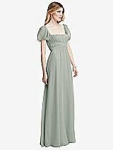 Side View Thumbnail - Willow Green Regency Empire Waist Puff Sleeve Chiffon Maxi Dress
