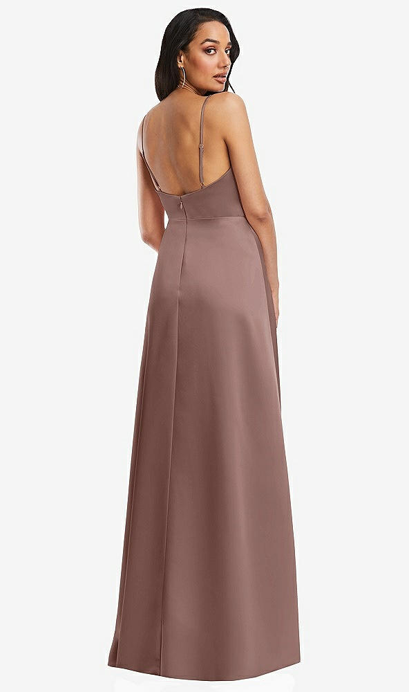 Back View - Sienna Adjustable Strap Faux Wrap Maxi Dress with Covered Button Details