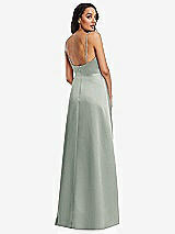 Rear View Thumbnail - Willow Green Adjustable Strap Faux Wrap Maxi Dress with Covered Button Details