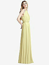 Side View Thumbnail - Butter Yellow Illusion Back Halter Maxi Dress with Covered Button Detail