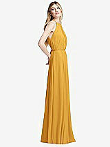 Side View Thumbnail - NYC Yellow Illusion Back Halter Maxi Dress with Covered Button Detail