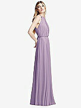 Side View Thumbnail - Pale Purple Illusion Back Halter Maxi Dress with Covered Button Detail