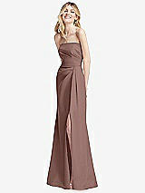 Alt View 2 Thumbnail - Sienna Strapless Pleated Faux Wrap Trumpet Gown with Front Slit