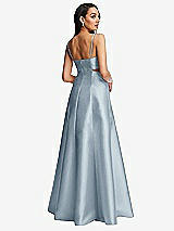 Rear View Thumbnail - Mist Open Neckline Cutout Satin Twill A-Line Gown with Pockets