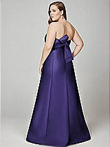 Alt View 3 Thumbnail - Grape Strapless A-line Satin Gown with Modern Bow Detail
