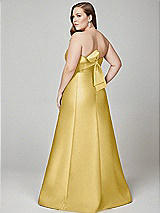 Alt View 3 Thumbnail - Maize Strapless A-line Satin Gown with Modern Bow Detail