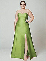 Alt View 2 Thumbnail - Mojito Strapless A-line Satin Gown with Modern Bow Detail