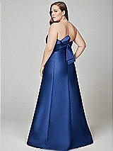 Alt View 3 Thumbnail - Classic Blue Strapless A-line Satin Gown with Modern Bow Detail