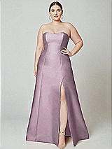 Alt View 2 Thumbnail - Suede Rose Strapless A-line Satin Gown with Modern Bow Detail