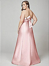 Alt View 3 Thumbnail - Ballet Pink Strapless A-line Satin Gown with Modern Bow Detail