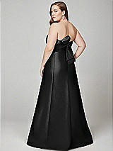 Alt View 3 Thumbnail - Black Strapless A-line Satin Gown with Modern Bow Detail
