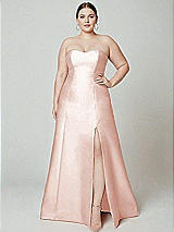 Alt View 2 Thumbnail - Blush Strapless A-line Satin Gown with Modern Bow Detail