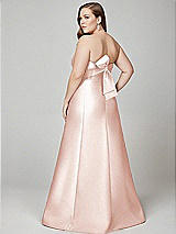 Alt View 3 Thumbnail - Blush Strapless A-line Satin Gown with Modern Bow Detail