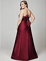 Alt View 3 Thumbnail - Burgundy Strapless A-line Satin Gown with Modern Bow Detail