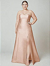 Alt View 2 Thumbnail - Cameo Strapless A-line Satin Gown with Modern Bow Detail
