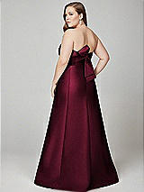 Alt View 3 Thumbnail - Cabernet Strapless A-line Satin Gown with Modern Bow Detail