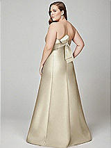 Alt View 3 Thumbnail - Champagne Strapless A-line Satin Gown with Modern Bow Detail