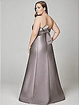 Alt View 3 Thumbnail - Cashmere Gray Strapless A-line Satin Gown with Modern Bow Detail