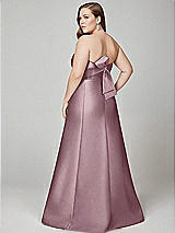Alt View 3 Thumbnail - Dusty Rose Strapless A-line Satin Gown with Modern Bow Detail