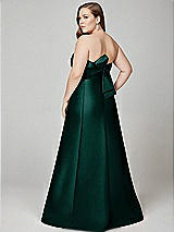 Alt View 3 Thumbnail - Evergreen Strapless A-line Satin Gown with Modern Bow Detail