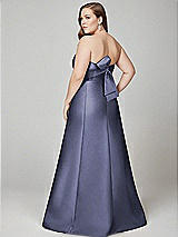 Alt View 3 Thumbnail - French Blue Strapless A-line Satin Gown with Modern Bow Detail