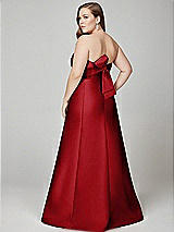 Alt View 3 Thumbnail - Garnet Strapless A-line Satin Gown with Modern Bow Detail