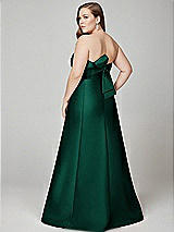 Alt View 3 Thumbnail - Hunter Green Strapless A-line Satin Gown with Modern Bow Detail