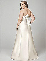 Alt View 3 Thumbnail - Ivory Strapless A-line Satin Gown with Modern Bow Detail
