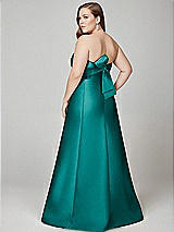 Alt View 3 Thumbnail - Jade Strapless A-line Satin Gown with Modern Bow Detail