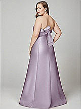 Alt View 3 Thumbnail - Lilac Haze Strapless A-line Satin Gown with Modern Bow Detail