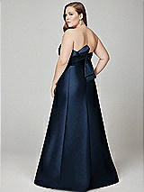 Alt View 3 Thumbnail - Midnight Navy Strapless A-line Satin Gown with Modern Bow Detail