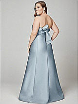 Alt View 3 Thumbnail - Mist Strapless A-line Satin Gown with Modern Bow Detail