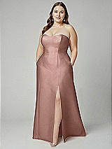 Alt View 1 Thumbnail - Neu Nude Strapless A-line Satin Gown with Modern Bow Detail