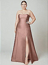 Alt View 2 Thumbnail - Neu Nude Strapless A-line Satin Gown with Modern Bow Detail