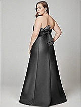 Alt View 3 Thumbnail - Pewter Strapless A-line Satin Gown with Modern Bow Detail