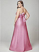 Alt View 3 Thumbnail - Powder Pink Strapless A-line Satin Gown with Modern Bow Detail