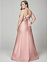 Alt View 3 Thumbnail - Rose - PANTONE Rose Quartz Strapless A-line Satin Gown with Modern Bow Detail