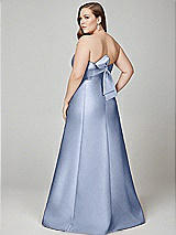Alt View 3 Thumbnail - Sky Blue Strapless A-line Satin Gown with Modern Bow Detail