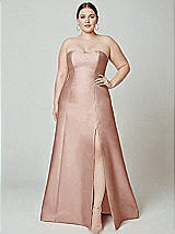 Alt View 2 Thumbnail - Toasted Sugar Strapless A-line Satin Gown with Modern Bow Detail