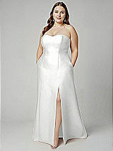 Alt View 1 Thumbnail - White Strapless A-line Satin Gown with Modern Bow Detail