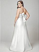Alt View 3 Thumbnail - White Strapless A-line Satin Gown with Modern Bow Detail