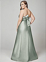 Alt View 3 Thumbnail - Willow Green Strapless A-line Satin Gown with Modern Bow Detail