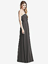 Side View Thumbnail - Caviar Gray Shirred Bodice Strapless Chiffon Maxi Dress with Optional Straps