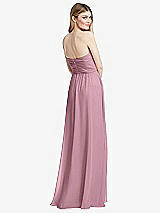 Rear View Thumbnail - Dusty Pink Shirred Bodice Strapless Chiffon Maxi Dress with Optional Straps