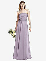 Alt View 1 Thumbnail - Lilac Haze Shirred Bodice Strapless Chiffon Maxi Dress with Optional Straps