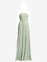 Front View Thumbnail - Vintage Primrose Sage Shirred Bodice Strapless Chiffon Maxi Dress with Optional Straps