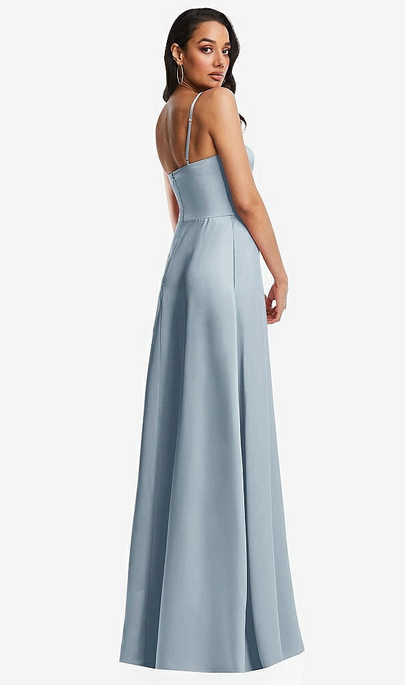 Back View - Mist Bustier A-Line Maxi Dress with Adjustable Spaghetti Straps